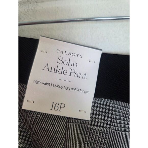 NWT Talbots "Soho" Grey Black Houndstooth Pull On Ankle Pants size 16Petite - Picture 5 of 8